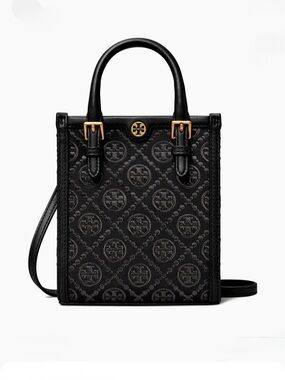 Brand new Authentic Tory Burch Black Mini Tote with Gold Logo